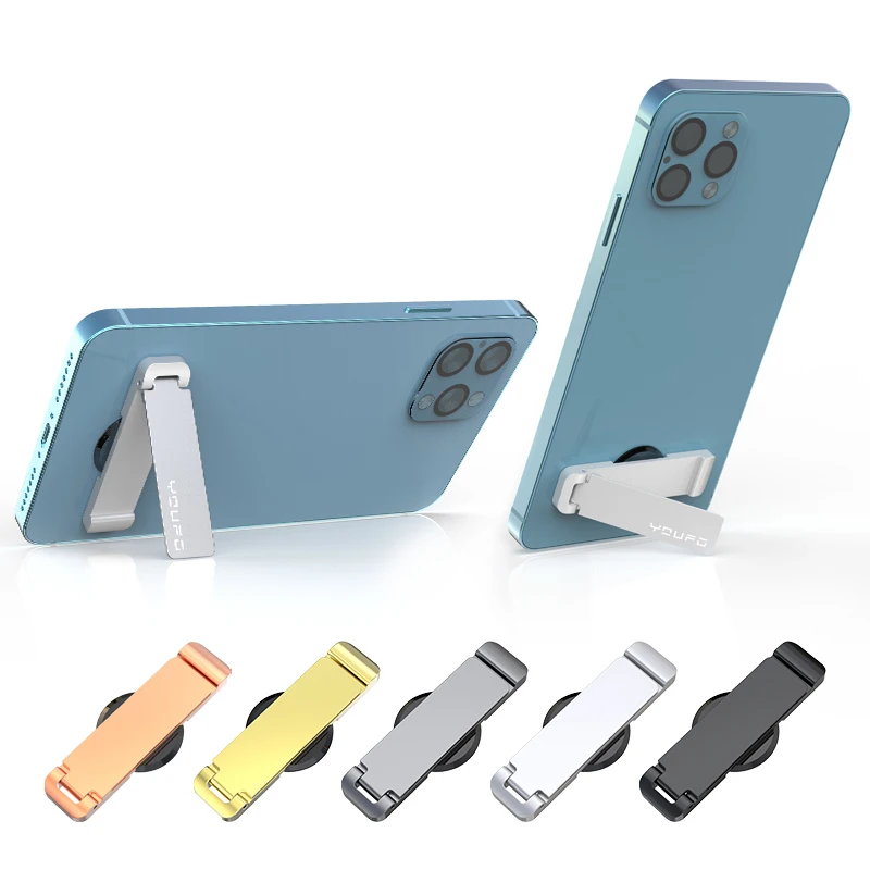 Zinc Alloy Mini Mobile Cell Phone Holder Stand Back Sticked Socket Bracket Foldable Mobile Phone Stand