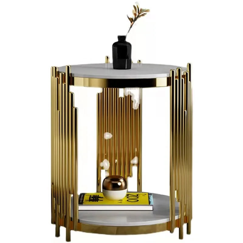 
European style modern white Grey golden stainless steel leg coffee table side table 