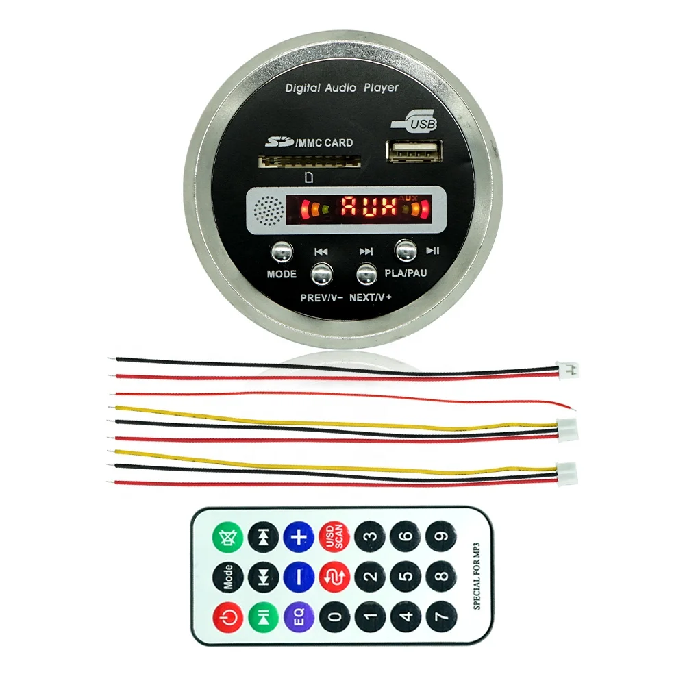 JQ Factory Hotsale Bluetooth MP3 Player Board Module 12V Round Plastic Panel