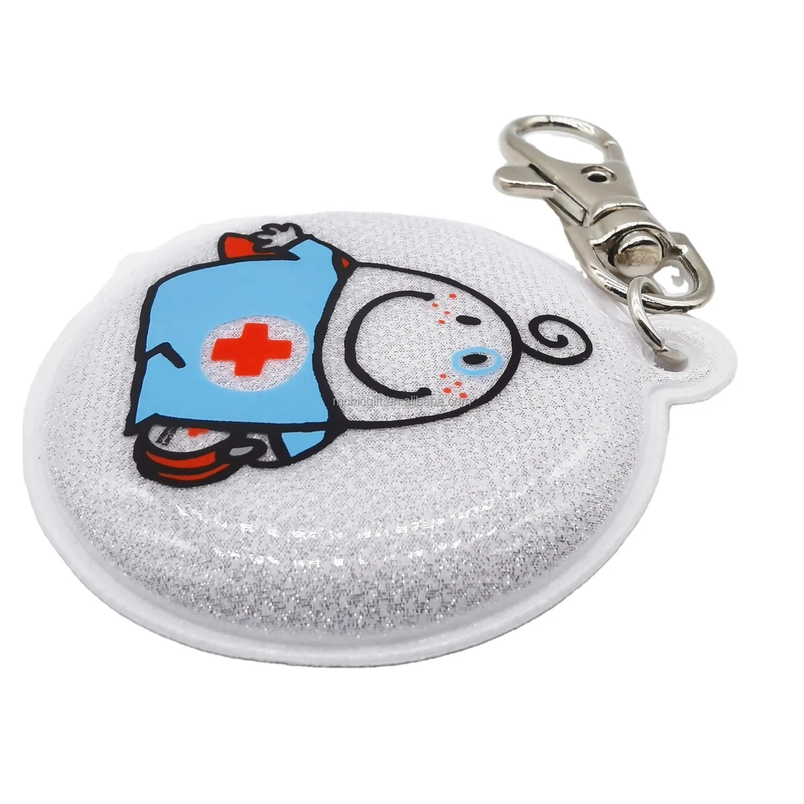 Customized White Reflective Tag, PVC Reflective Key Tag, Round Shape Plastic Reflector Key Ring