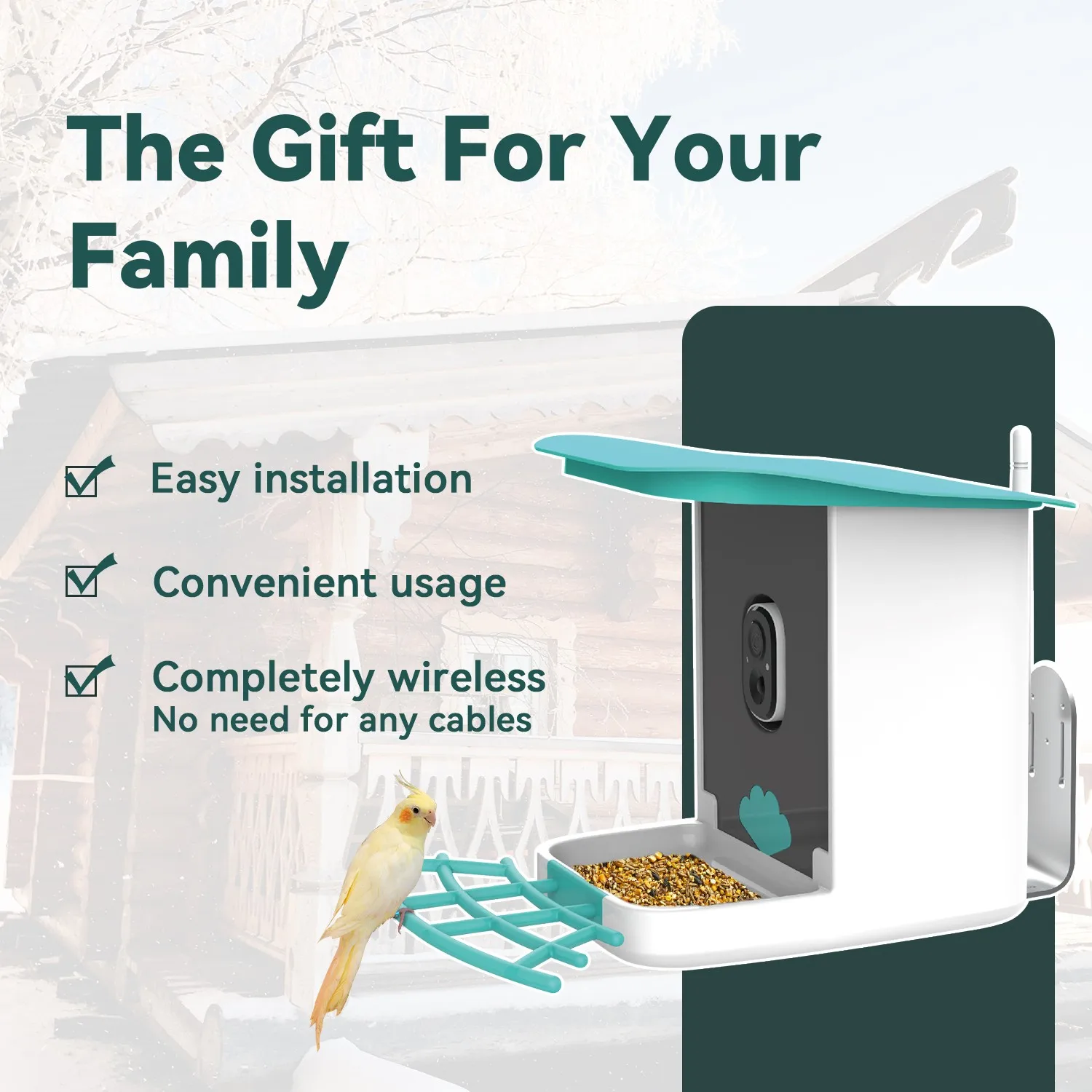 IP65 SOC Outdoor Wildlife Bird Feeder AI Recognition Bird Species Smart Bird Feeder Plastic Bowls Automatic Feeders & Waterers