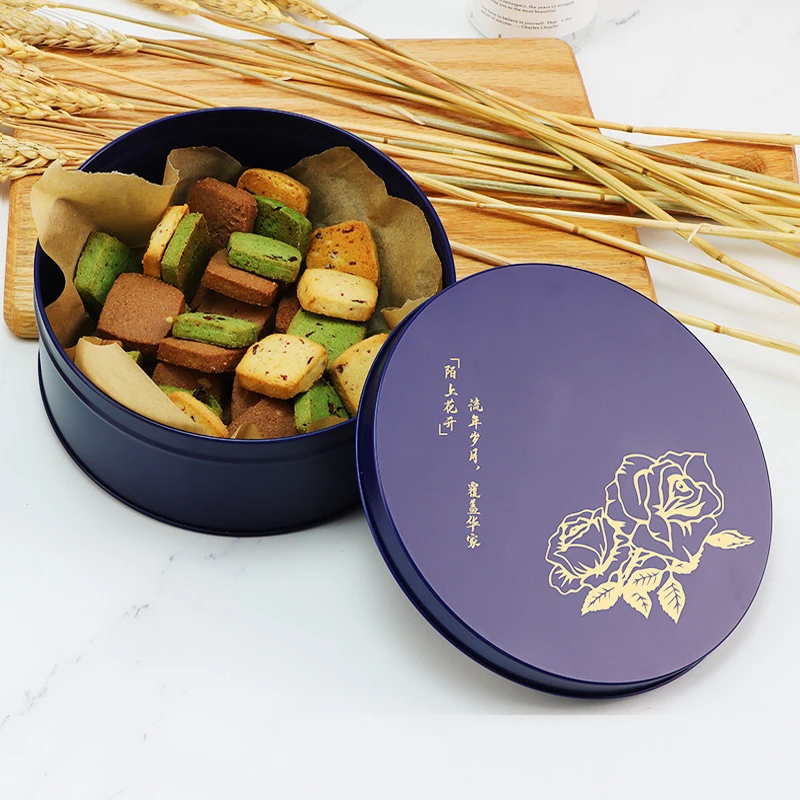 Round Candy Cane Tin Box Cookies Tin Customized Printed Metal Tin Box for Cookies
