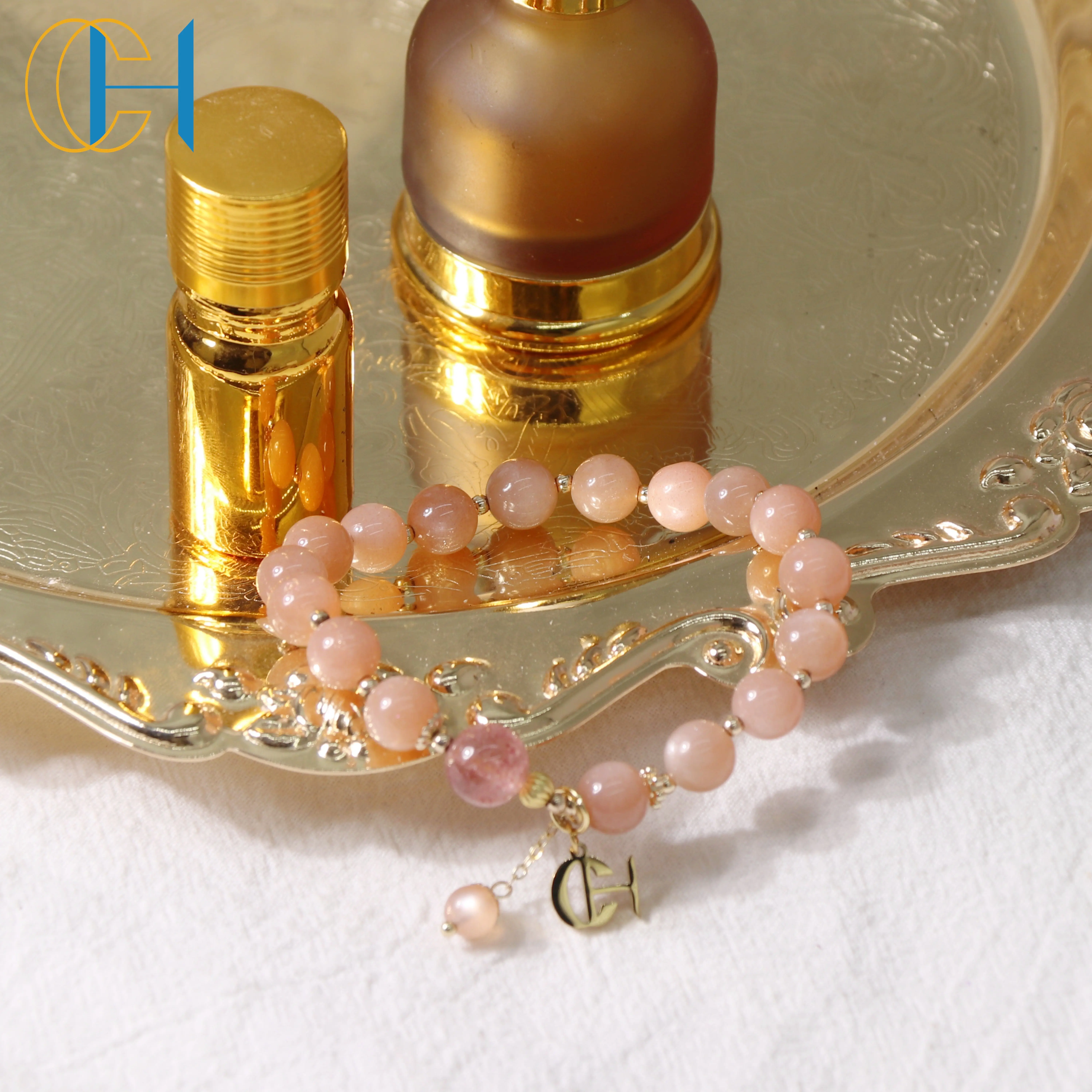 C&H OEM Rose Quartz Amethyst Essential Fragrance Oil Massage Oil Bracelet