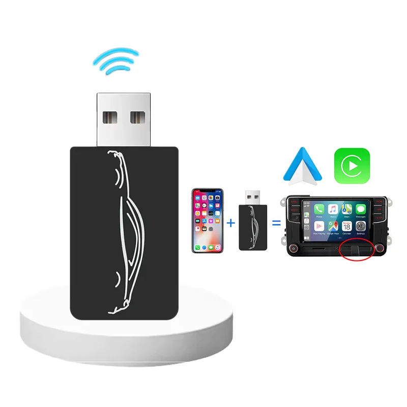 Universal Car USB Adapter Wire to Wireless Stereo AI Box Android Auto IOS CarPlay Dongle