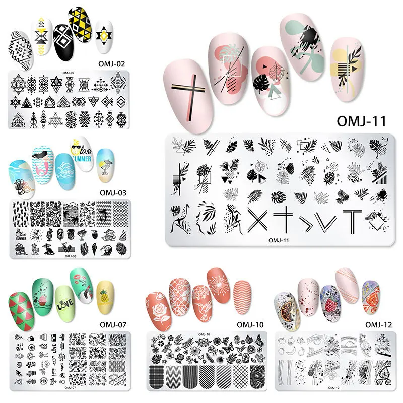 TSZS Stainless steel Nail Stamping Plates Fruit Flowers Leaves Lace Stamp Templates Image Manicuring DIY Printing Tools