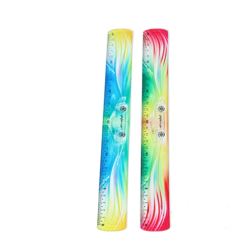 Transparent 30cm Flexible Ruler Straight Edge Colorful Plastic  Ruler   for School Classroom Office Workshop Home Supplies