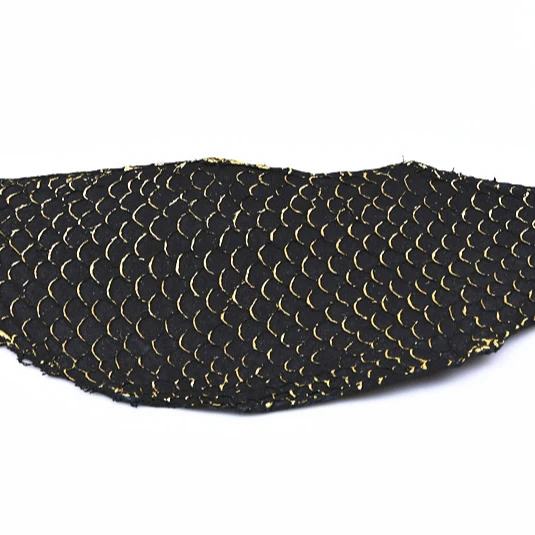 Черная Тилапия рыбья кожа с серебряной отделкой сбоку (62347951225)