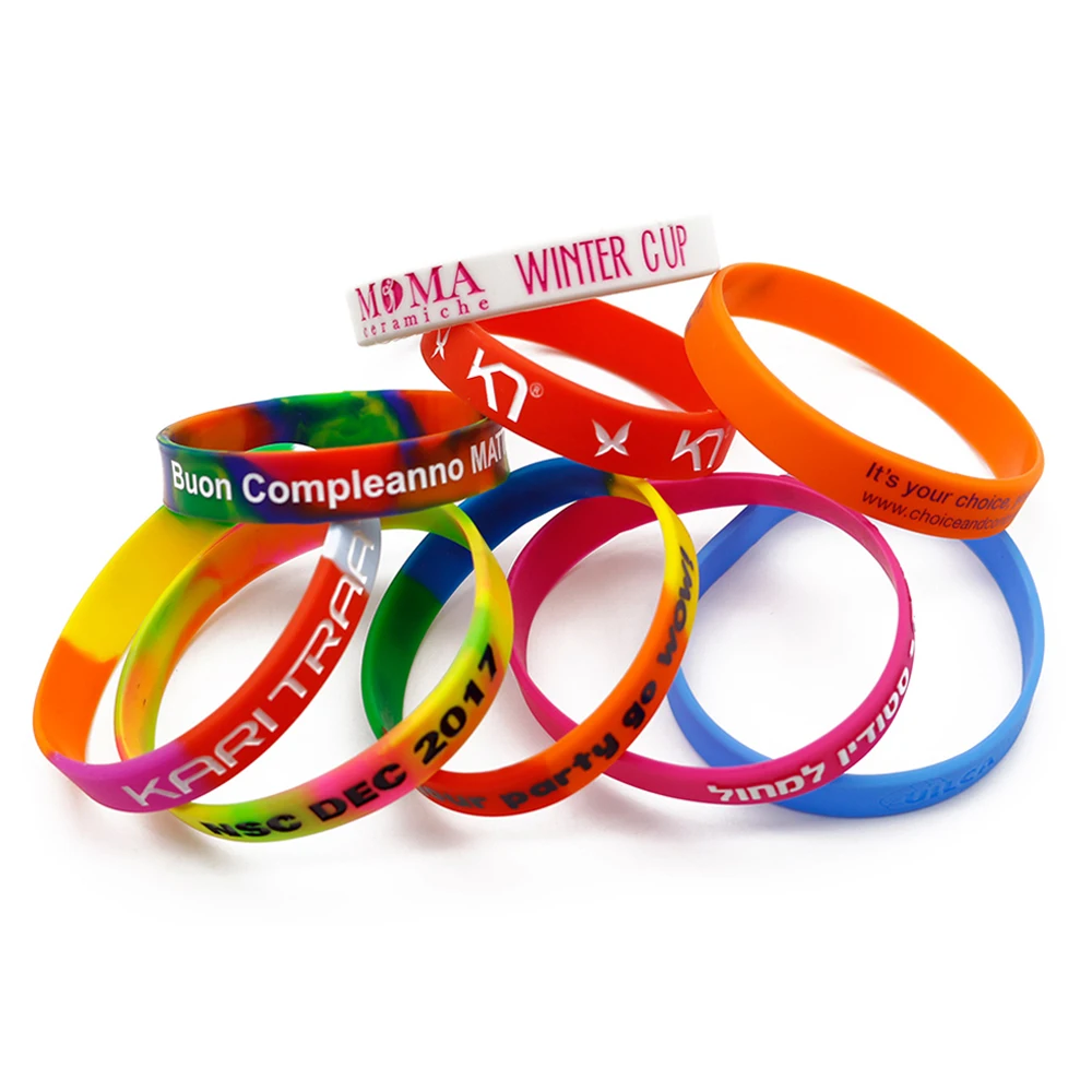 Cheap Promotional Factory Selling High Quality Rainbow Silicon Debossed Bracelet with Custom Logo