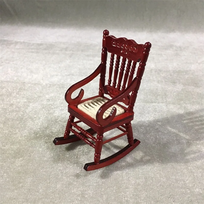 1:12 Dollhouse Mini Furniture Model White Woven Rocking Chair Toys