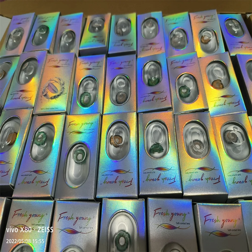 Display + 80 pairs/batch or with display +20 per layer/batch color contact lens promotion can be customized LOGO