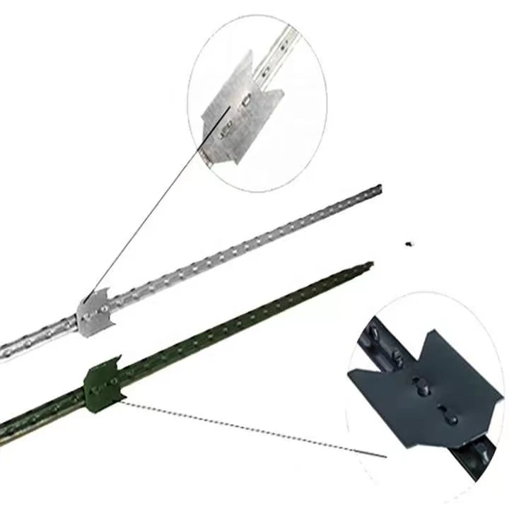 8 T-Post Studded 1.25 Lb/Ft Painted Green Steel Strainer American Market Farm Fence Metal T Post With Spade
