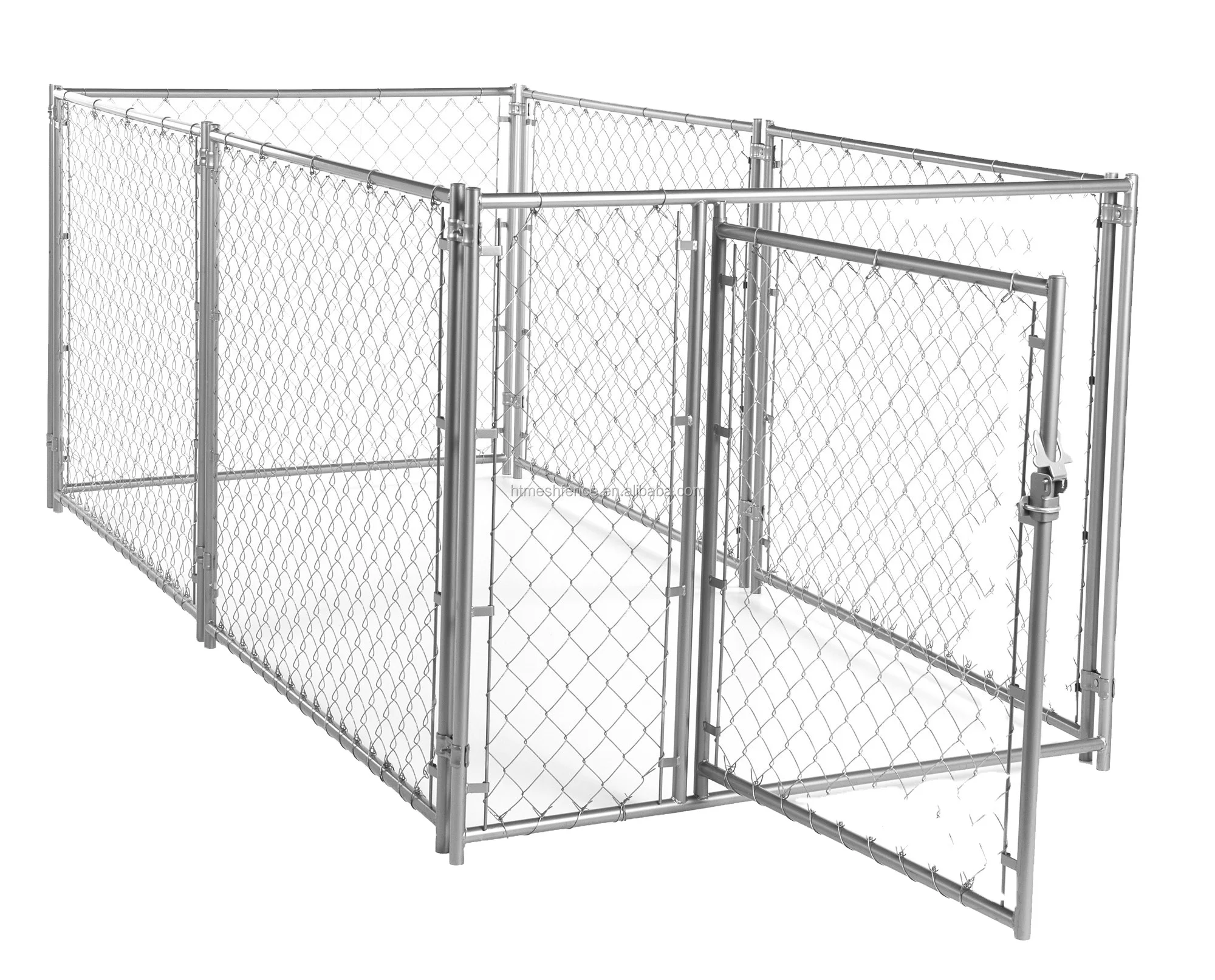 Galvanized steel tube and wire mesh dog kennel with roof Heavy duty outdoor dog run enclosure