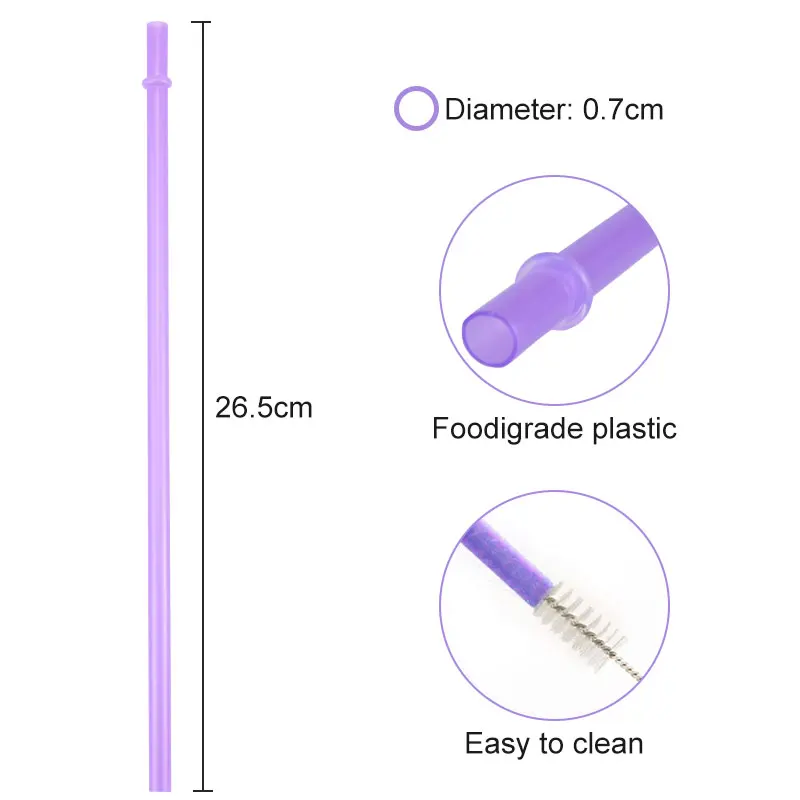 Rainbow Colored Reusable Tritan Plastic Replacement Straws for 20 OZ 30 OZ Tumblers Set of 10 Pcs Drinking Straws