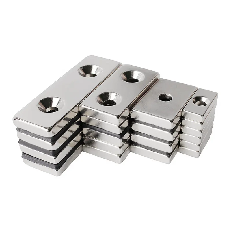 Hot Sale Custom High Cost Effective Block Rectangle Magnet with Countersunk Hole N35-N52 Permanent Rare Earth Neodymium Magnet