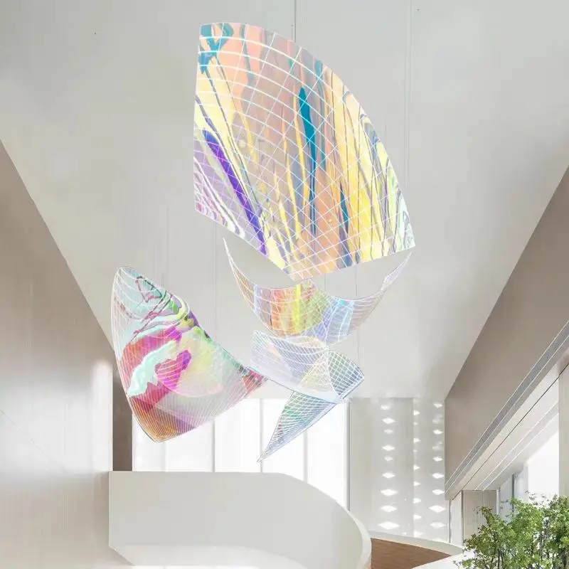 Professional Factory Custom LED Chandelier Luxury Colored Glass Metal for Restaurant Hotel Lobby or Staircase for Home Decor