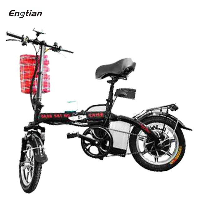 Engtian 350w Moped Bike Foldable for Kids Electric Bicycle Mini Lithium Battery 48V One Seat Carbon Steel 251 - 350w 31 - 60 Km