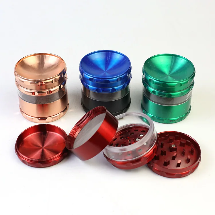 Cheaper price Custom Logo New 4 Layer Smoke Grinder 63mm Metal Tobacco Grinder Smoking Pipe Herb Grinders with Concave Lid