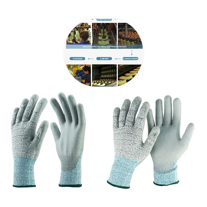 Cheap Durable Antistatic Anti Cut Work Gloves Pu Coated Safety Gloves Palm Coating Anti-Cut Gloves