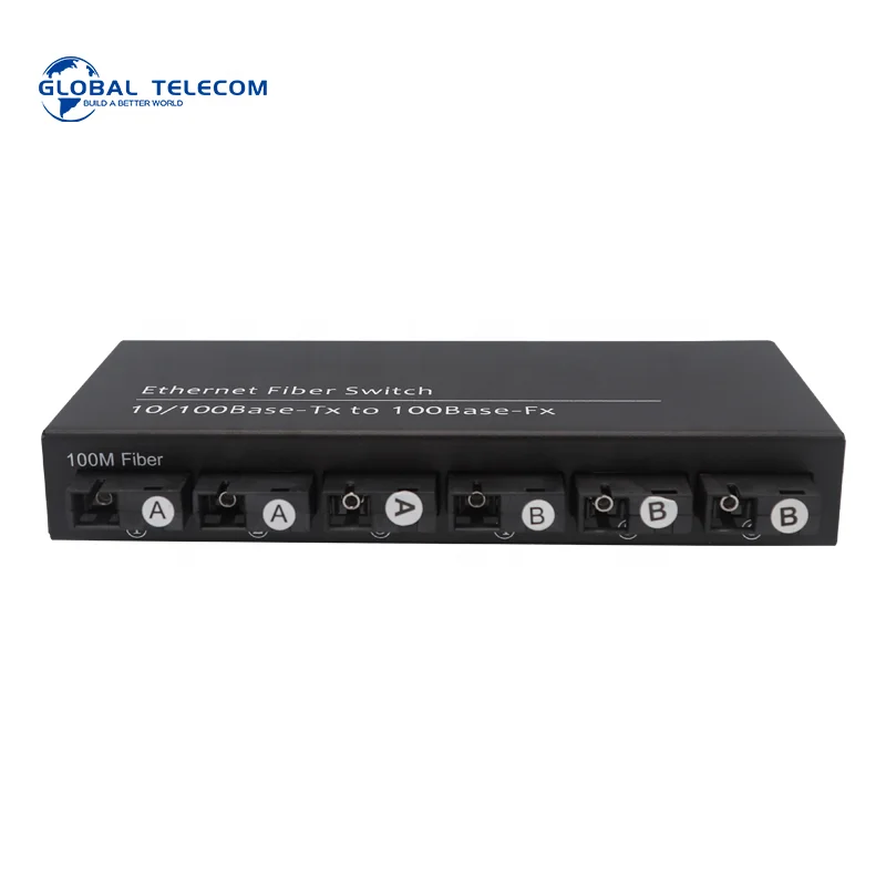 6fiber 2RJ45 single mode single core fiber optic 100 base 1000 base ethernet media converter single fiber media converter