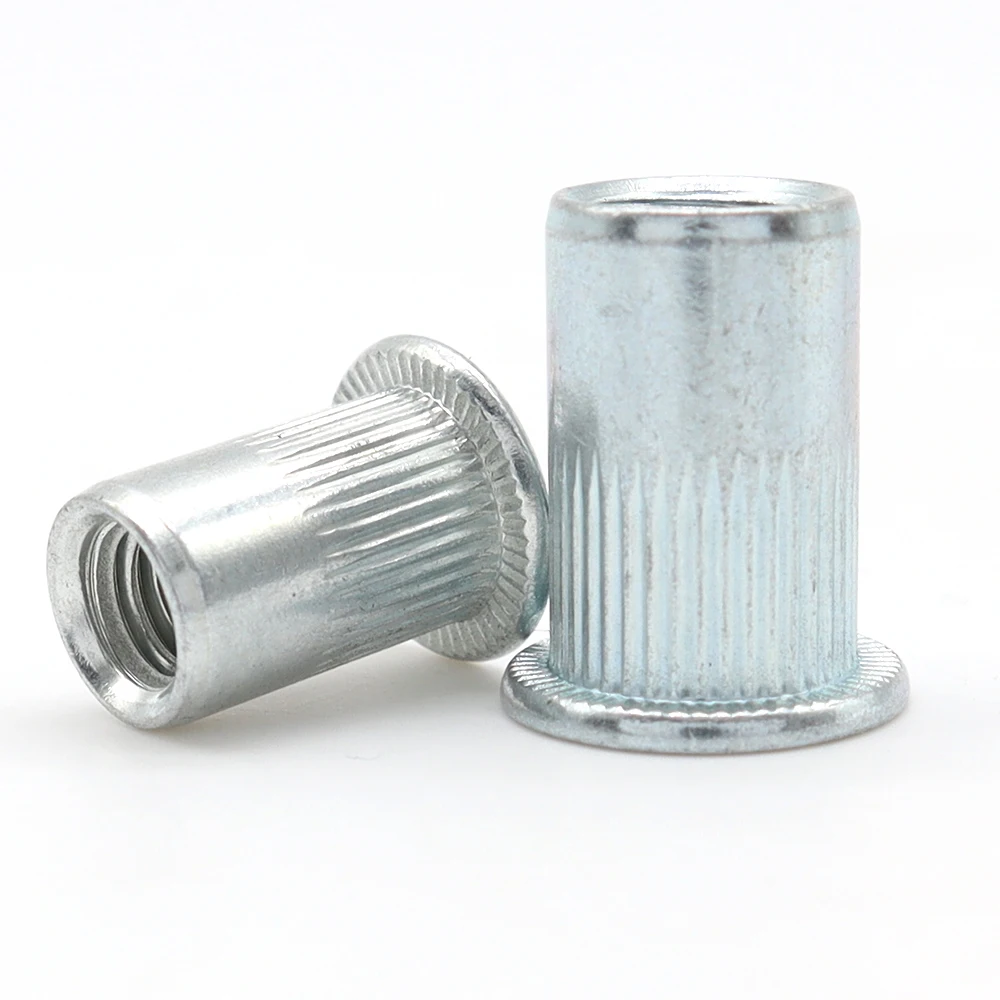 Flat head vertical pattern blue and white zinc blind rivet nut Internal and external hexagonal blind rivet nut m4-m12 rivet nut