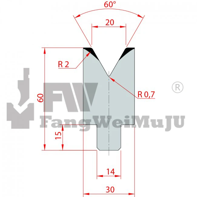 60 Degree Single V die/V20/H60 - 3198 Press Brake Dies
