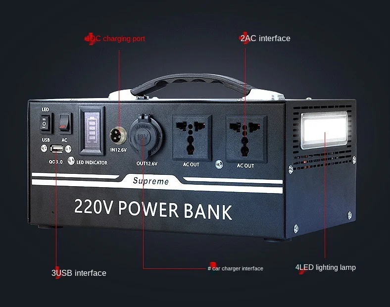  Внешний аварийный портативный power220vбольшой мощности кемпинга стойло освещения оборудования ноутбук