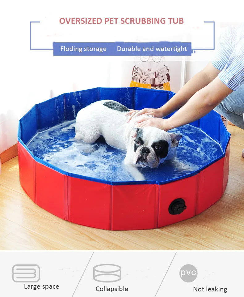 
Small MOQ Foldable PVC Cleaning Pools Collapsable Portable Pet Bathtub Pet Dog Swimming Pool 