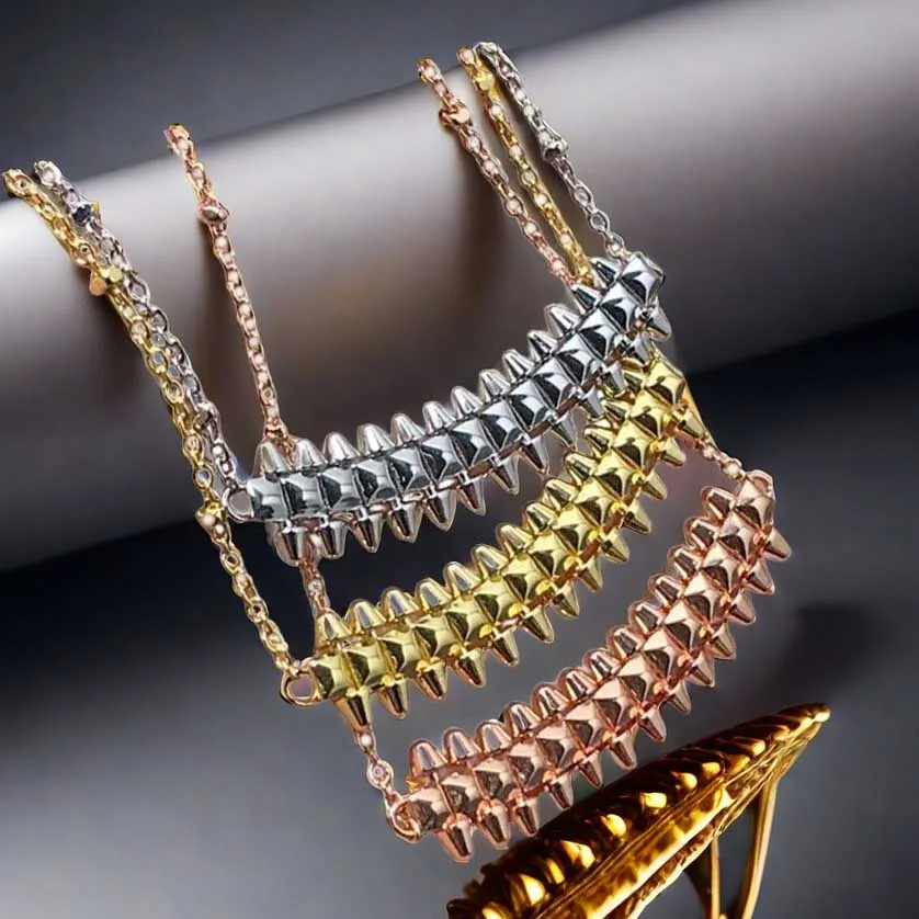 New Silver Rivet Bullet Smile Classic Fashion Stainless Steel Jewelry Luxury Brand Custom Wholesale Inspired Nail Necklace