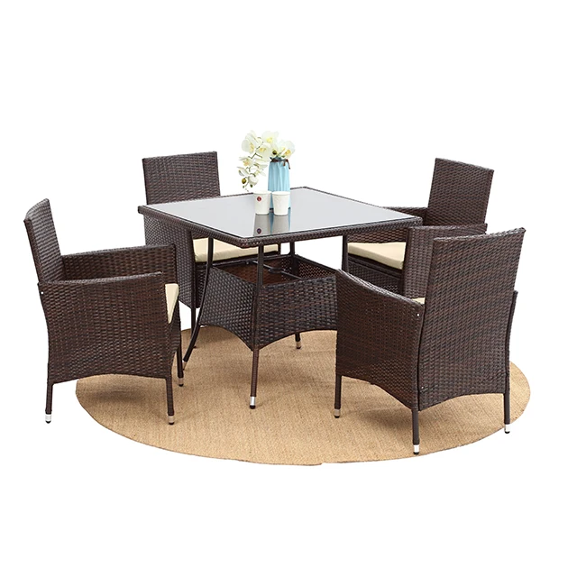 Outdoor Furniture 5 PCS Garden  Patio  Tables And Chairs Wicker Rattan  Coffee table Leisure garden Dinning Table Sets 21.9210