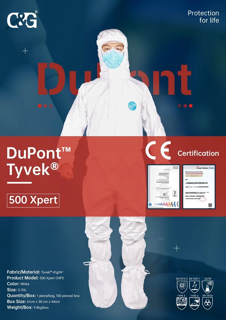 Dupont Tyvek костюм 500 одноразовые комбинезоны
