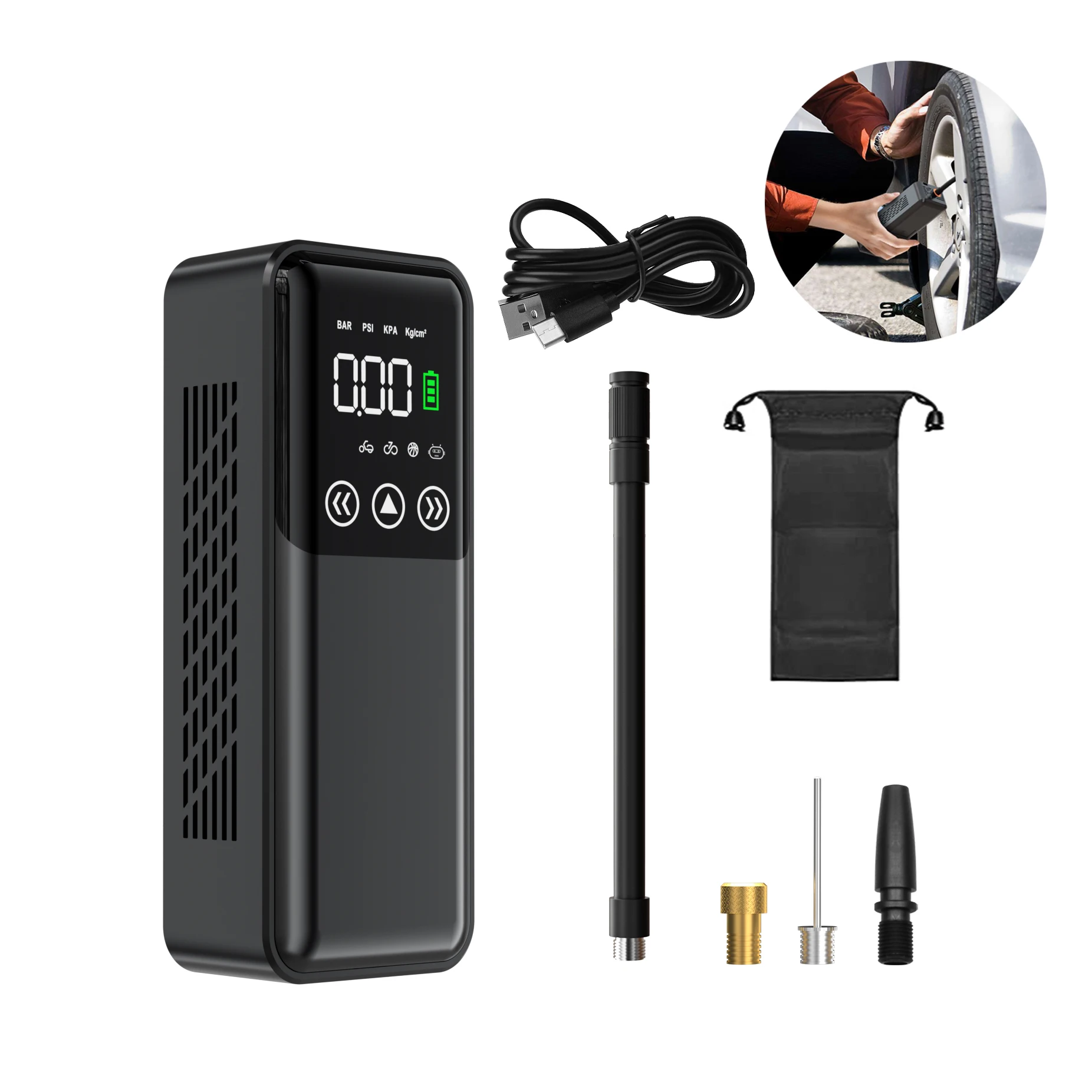 Digital Smart Tire Inflator Portable Air Compressor Tire Inflator Pump Wireless Car Air Pump for Bicycle Motorcycle