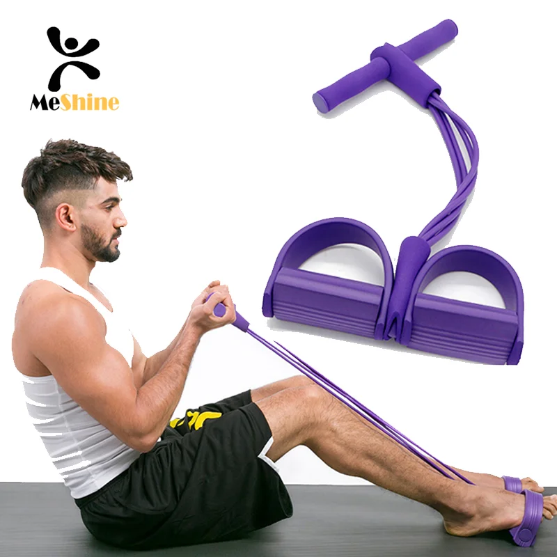 Tummy Trimmer Pedal Resistance Band -tube Yoga Strap Elastic Pull Rope Sit Up 4 Tubes Pull Rope Fitness Equipment For Sit-up