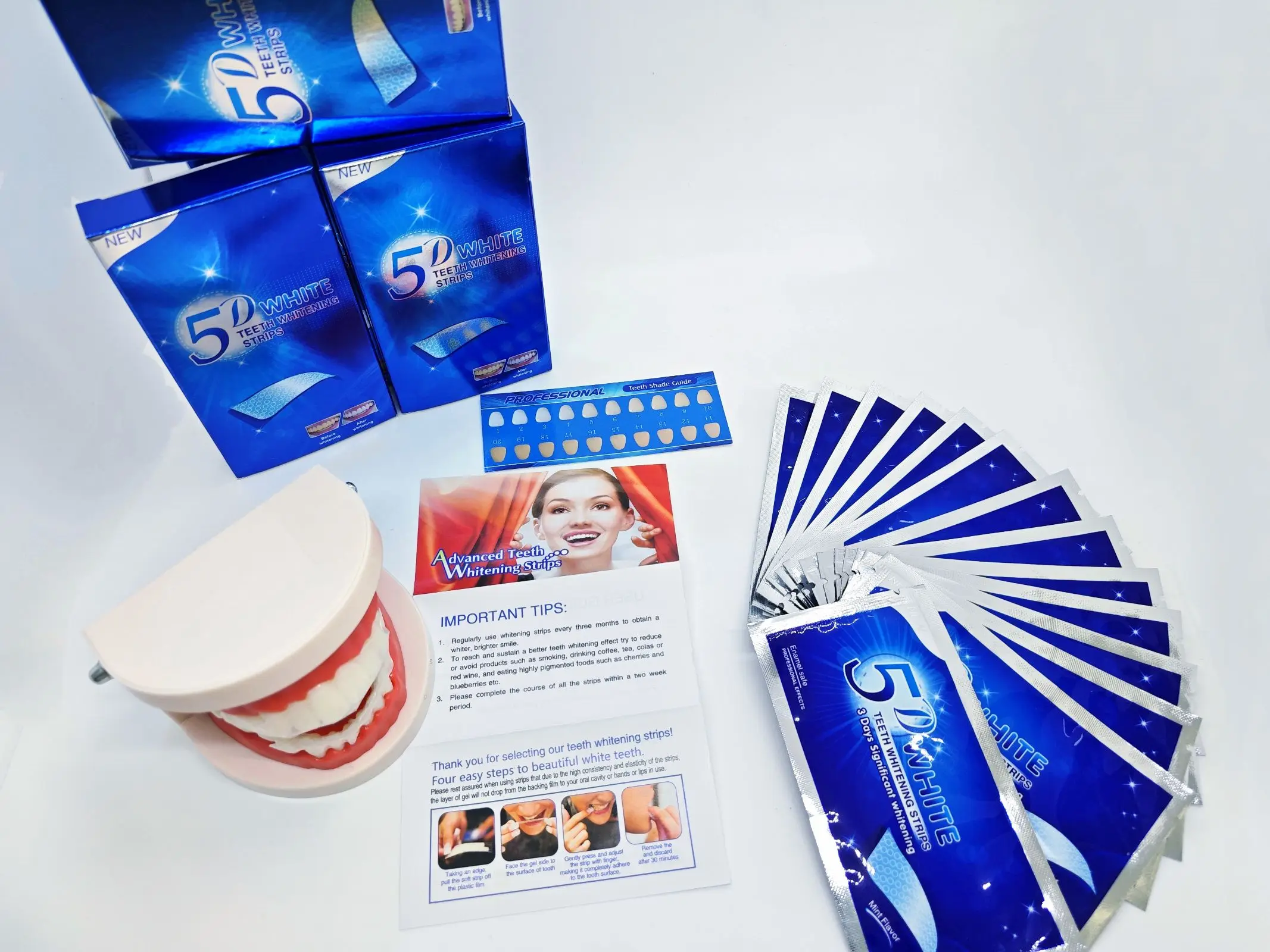 5D Gel Teeth Whitening Strips White Tooth Dental kit Oral Hygiene Care Strip for false Teeth Veneers Dentist Whiten gel