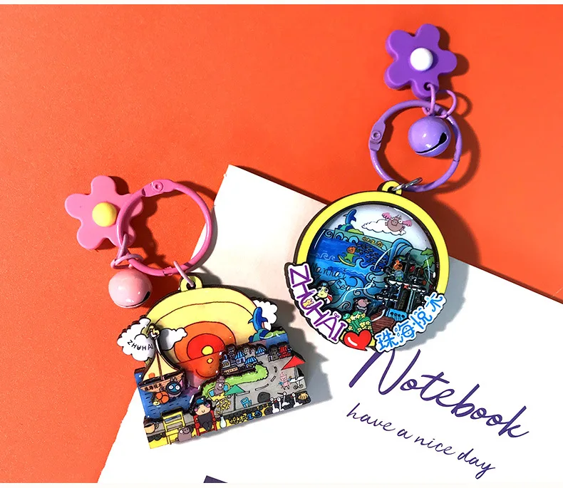 Индивидуальный деревянный брелок-капельница туристический городской пейзаж культурный и креативный кулон для ключей сувенирное оптовое производство