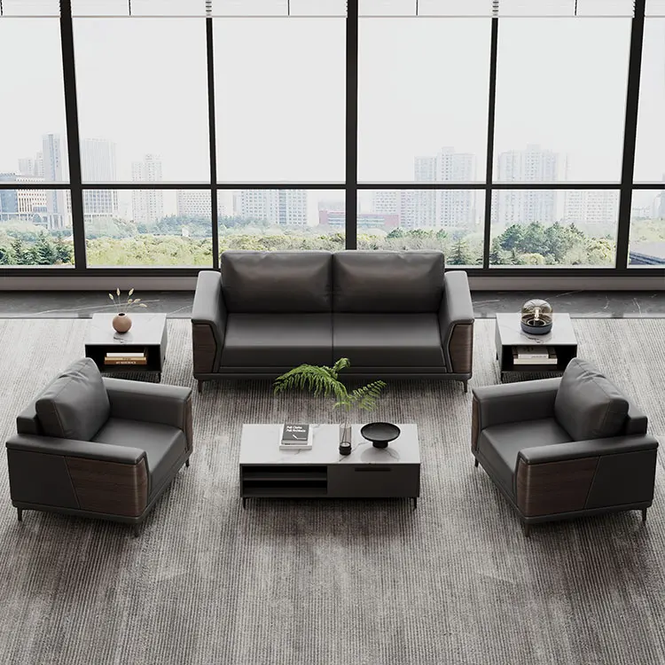 Liyu Modern brown armchair couch set 1+1+3 furniture hotel apartment living room home office leather sofa