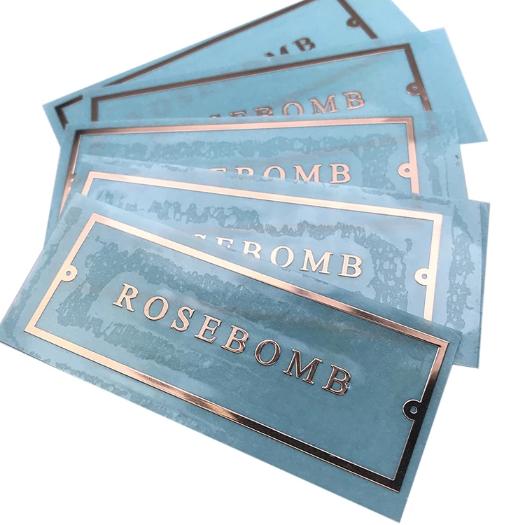 Custom Self Adhesive Metal Labels Free Design  Notebook 3D Embossed Logo Metal Sticker Labels