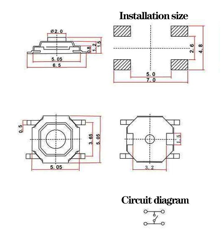 Wholesale Manufacturer 4.5*4.5*3.8-SMD switch push button