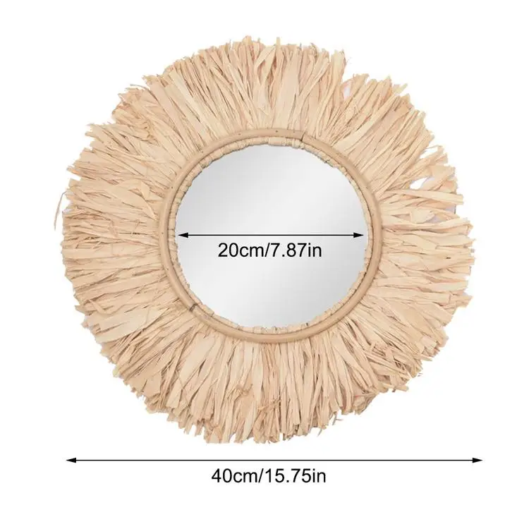 
Hanging Wall Mirror Round Handmade Boho Mirror Moroccan Style Art Decor for Apartment Living Room Bedroom Dorm Entryways 