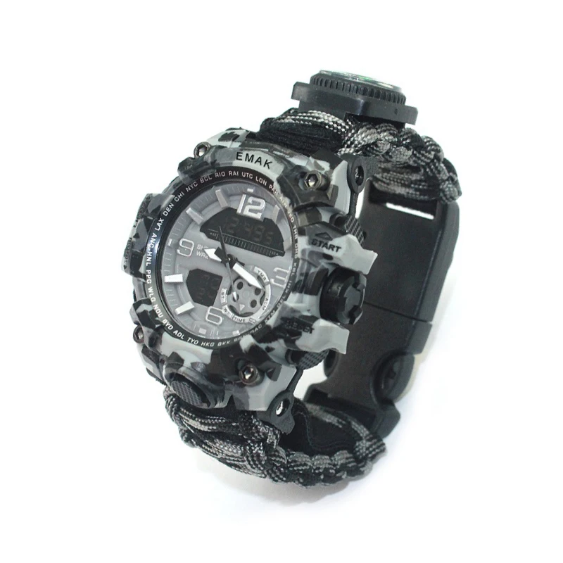 Emak First Aid Camping Fashion Bracelet Watch, Outdoor Survival Camping Multifunction survival bracelet watch