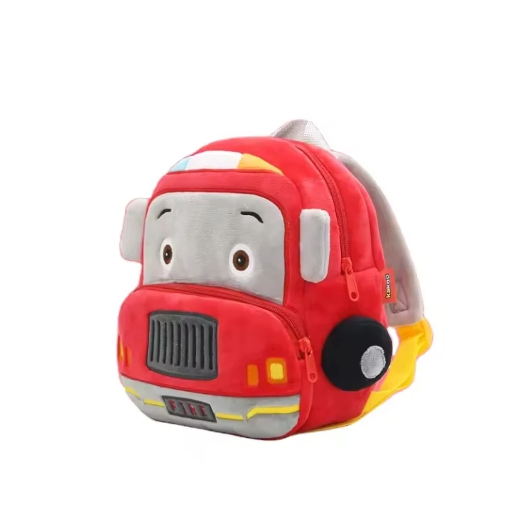 Kawaii Cartoon Mini Kids Plush Backpacks Racer Vehicle Car Toy School Bags for Toddlers