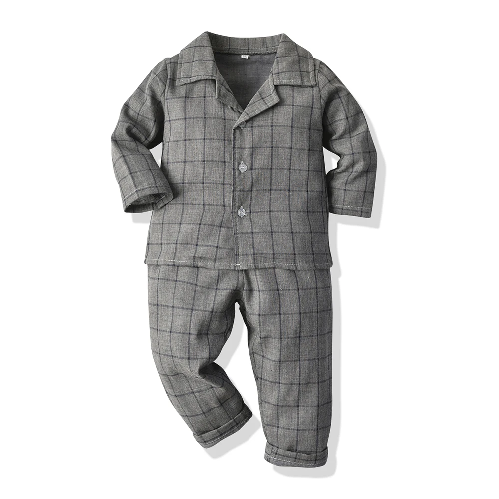 Child Candy Color Long Sleeved Pajamas unisex soft Cotton Sleepwear Kids warm lint 2PCS Pajamas Sets for house