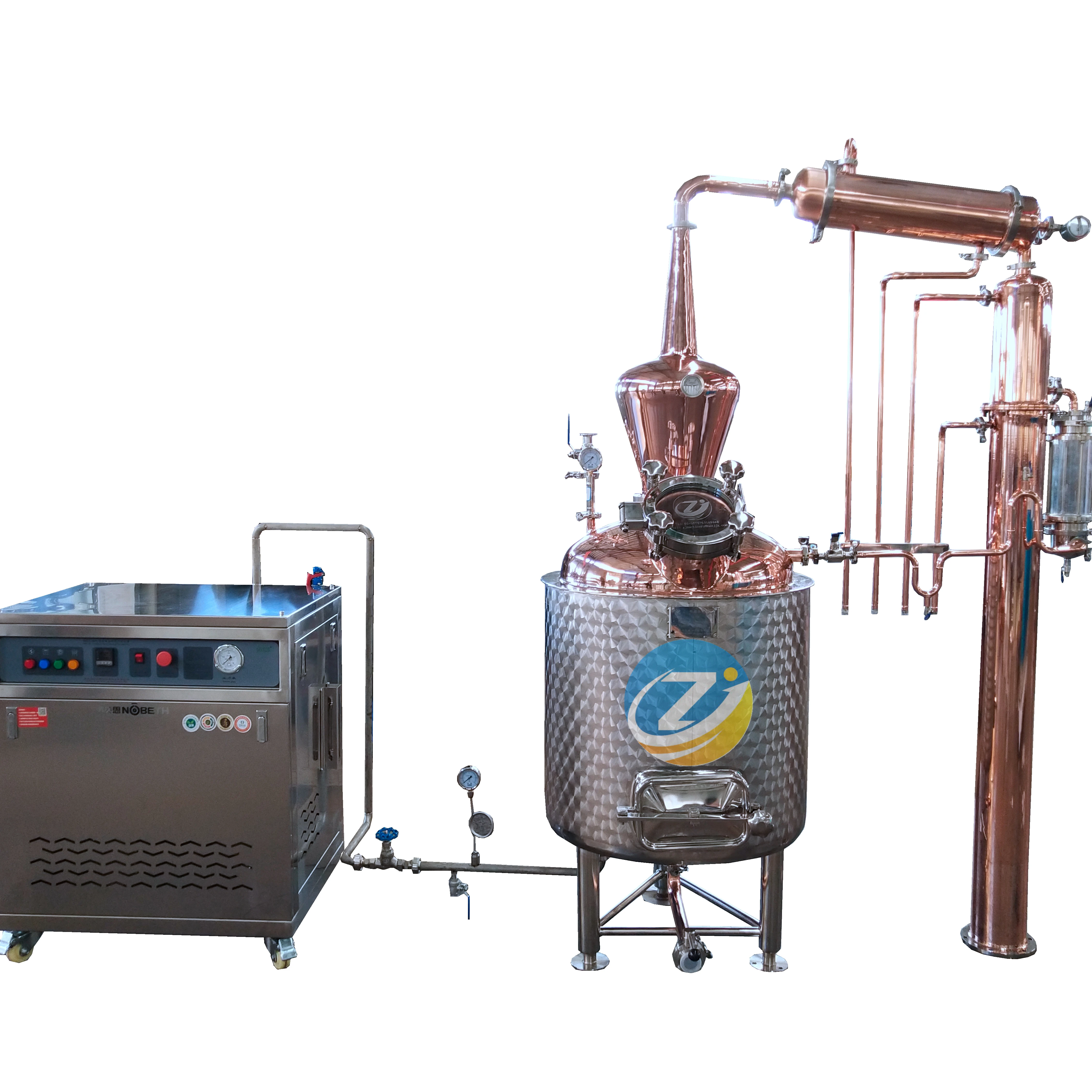 rose water distilling line alembic copper distillation essential oil distiller