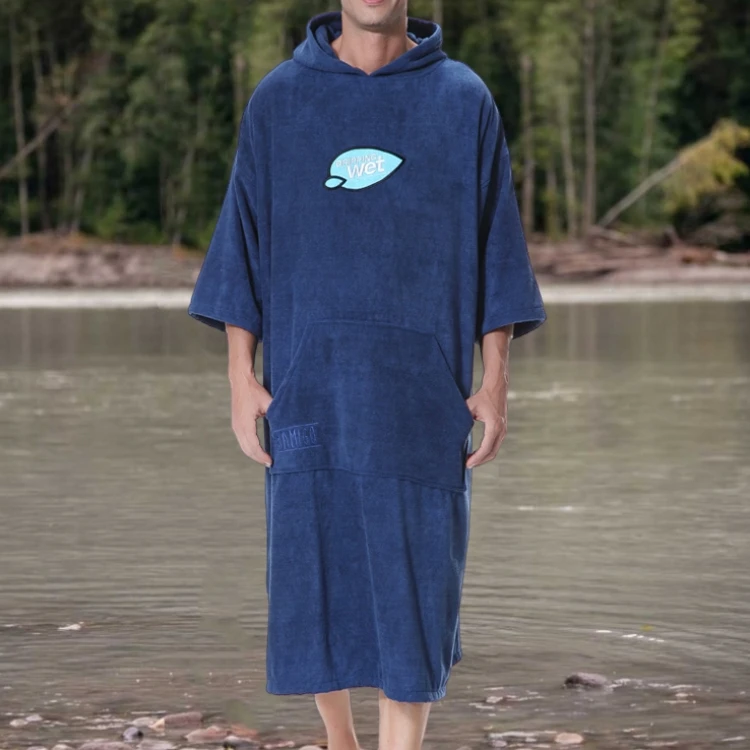 Surf Poncho Changing Robe with Hood 100 cotton Changing Towel with Pocket for Surfing Beach Swim Outdoor Sports