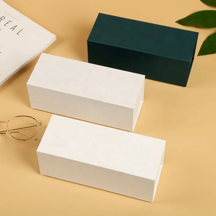 High Quality Custom White Cardboard Flip Magnet Closure Glasses Packaging Gift Box
