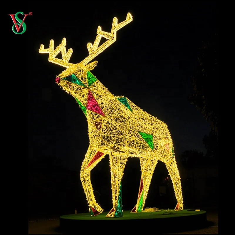 Large 3D Christmas Decoration Lovely Deer Led Street Motif Light