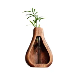 CSL Wholesale Decor Wood Vase Flower Good Quality Modern Style Wood Vases For Home