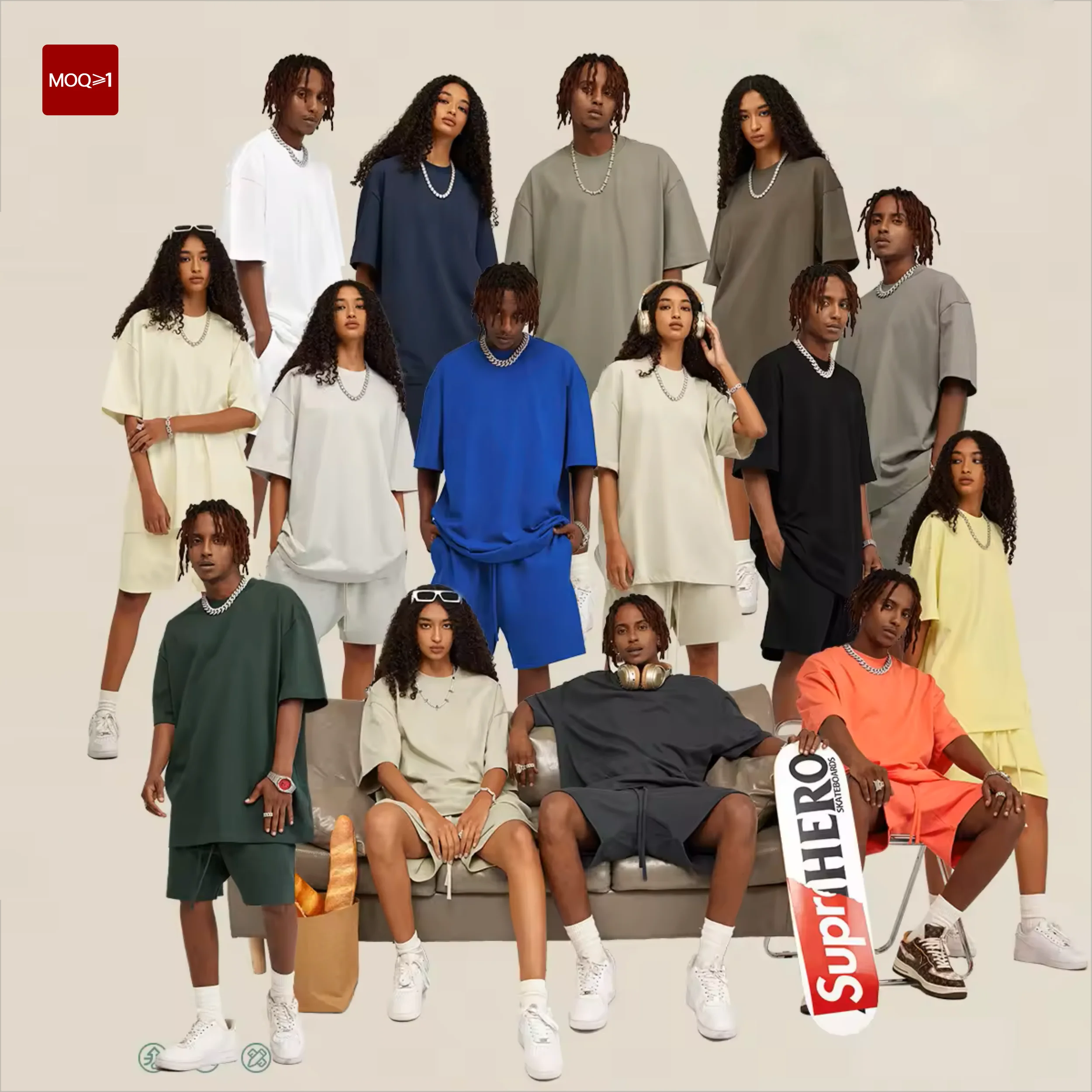 Custom High Quality 100% Cotton 305G Heavyweight Streetwear Round-neck Plus Size Drop Shoulder Plain Blank T-Shirt For Men