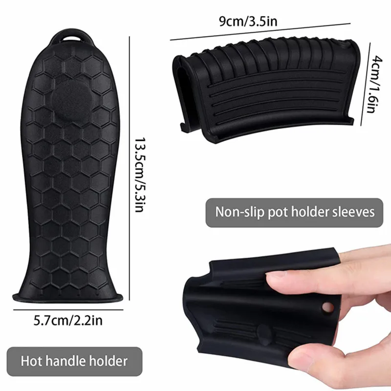 Pack Non-Slip Silicone Cookware Handle Holder Hot-Handle Cover for Cast Iron Plastic Pot Holder Sleeve