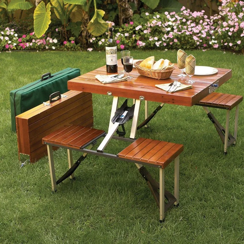 Portable Aluminum Furniture Patio Garden Table Foldable Metal Camping Table Bbq Picnic Outdoor Folding Table And Chairs Set