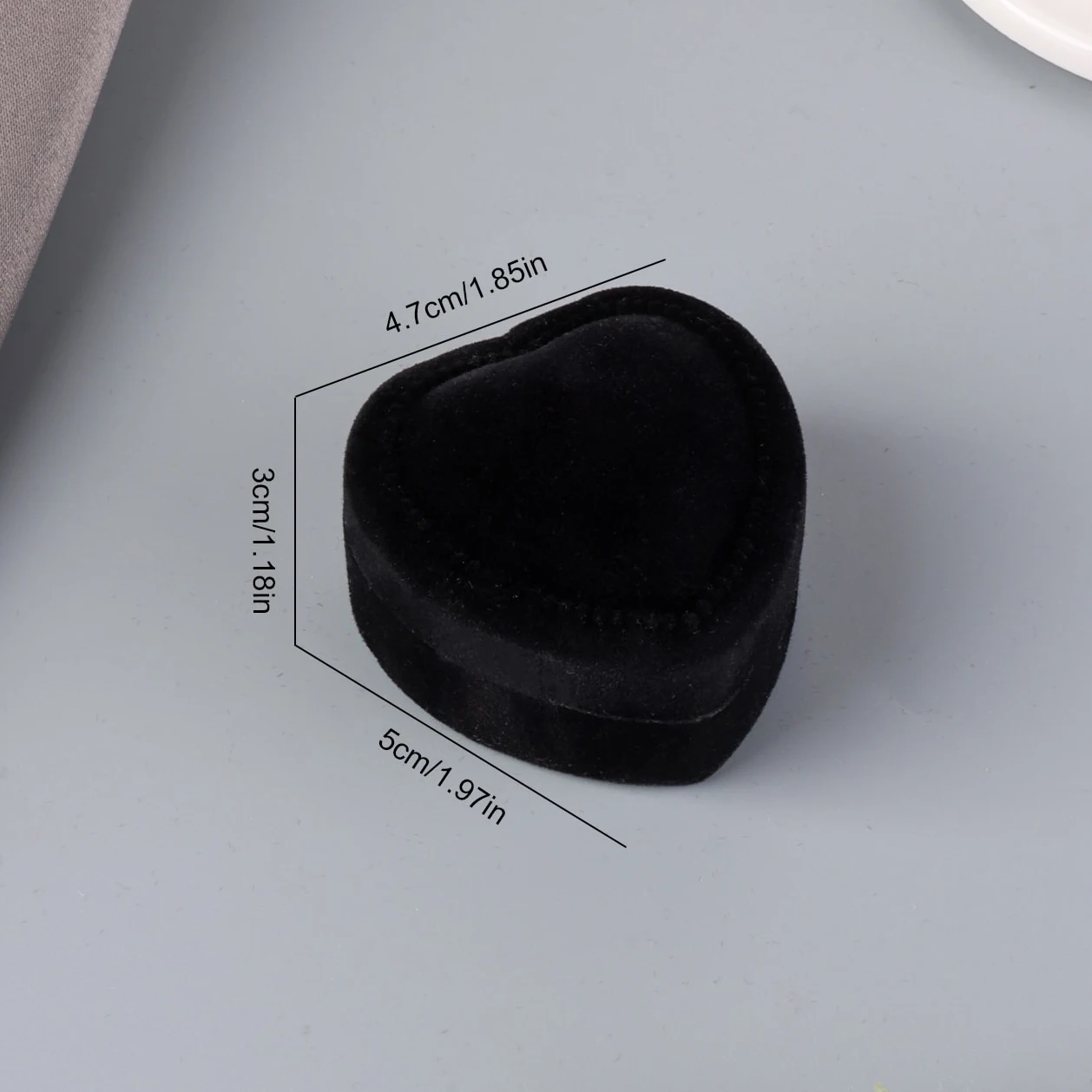 Luxury Valentine Plastic Black Heart Ring Flocking Velvet Jewelry Gift Packaging Box